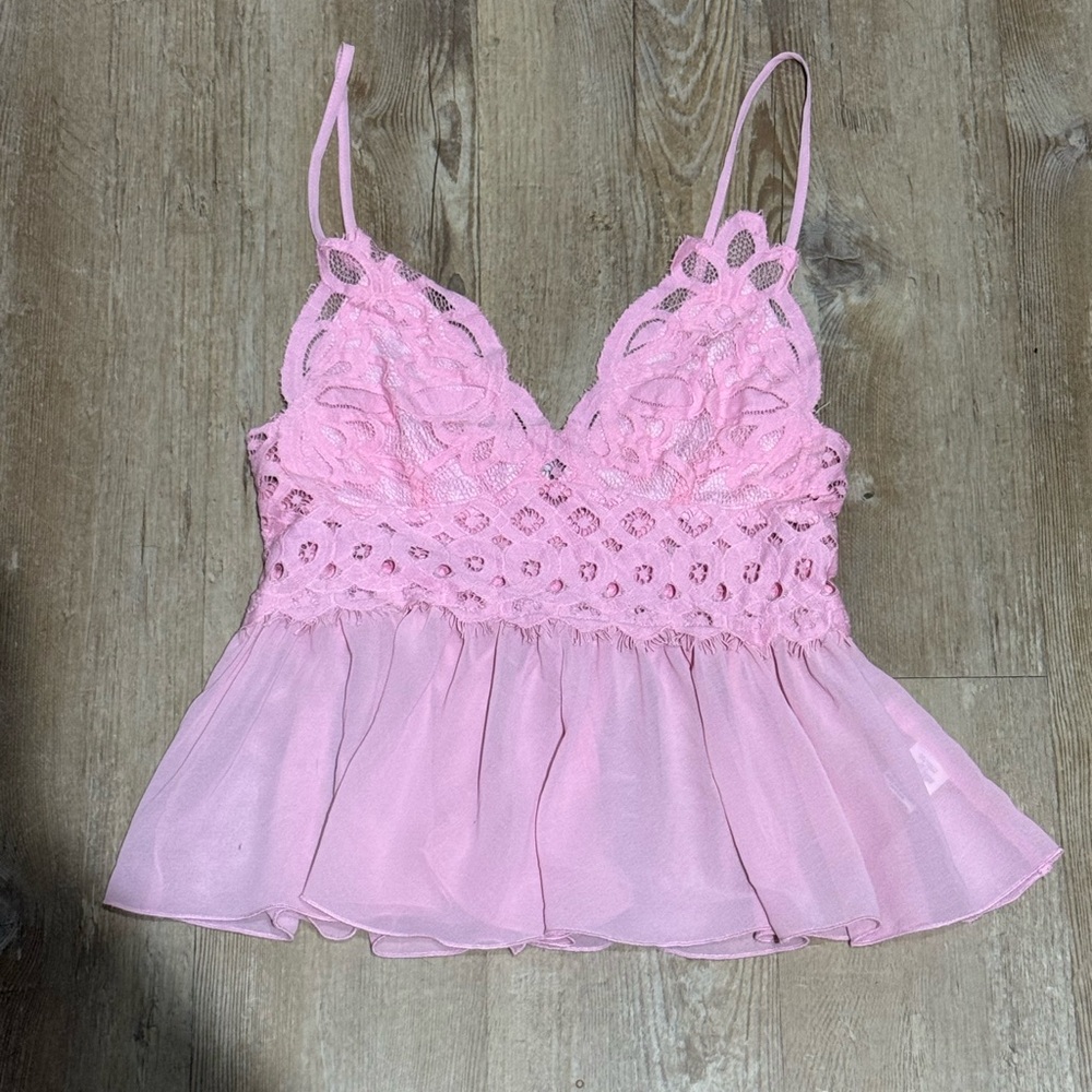 Pink Ruffled Cropped Camisole